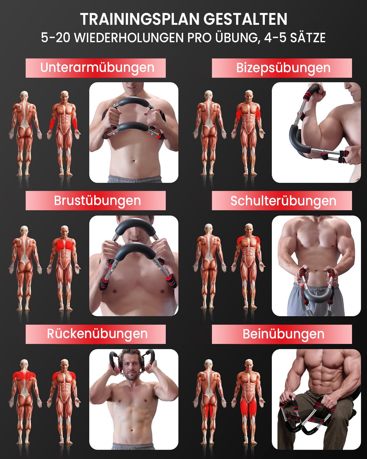 Twister Armtrainer – Verstellbares Brust Trainingsgerät (30-50 kg / 70-110 lb), Portable Power Twister Stange mit abnehmbarem Design – Fitnessübungen überall