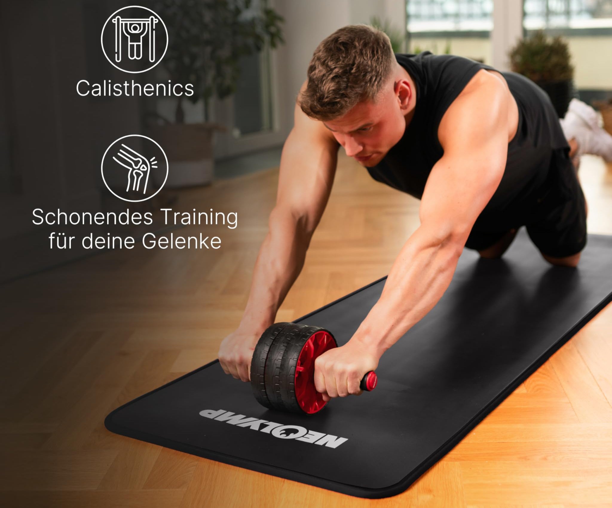 NEOLYMP extra dicke und rutschfeste Fitnessmatte mit Fitness E-Book und Tragegurt - Pilatesmatte, Yoga Matte, Sportmatte, Gymnastikmatte, Trainingsmatte (Anthrazit | 61 cm)