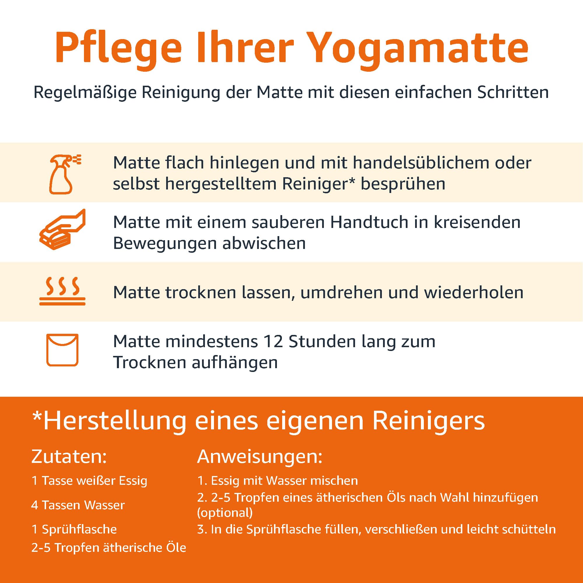 Amazon Basics Yogamatte, rutschfest, extra dick, Pilates-Gymnastikmatte, 183 x 61 x 1 cm, Schwarz