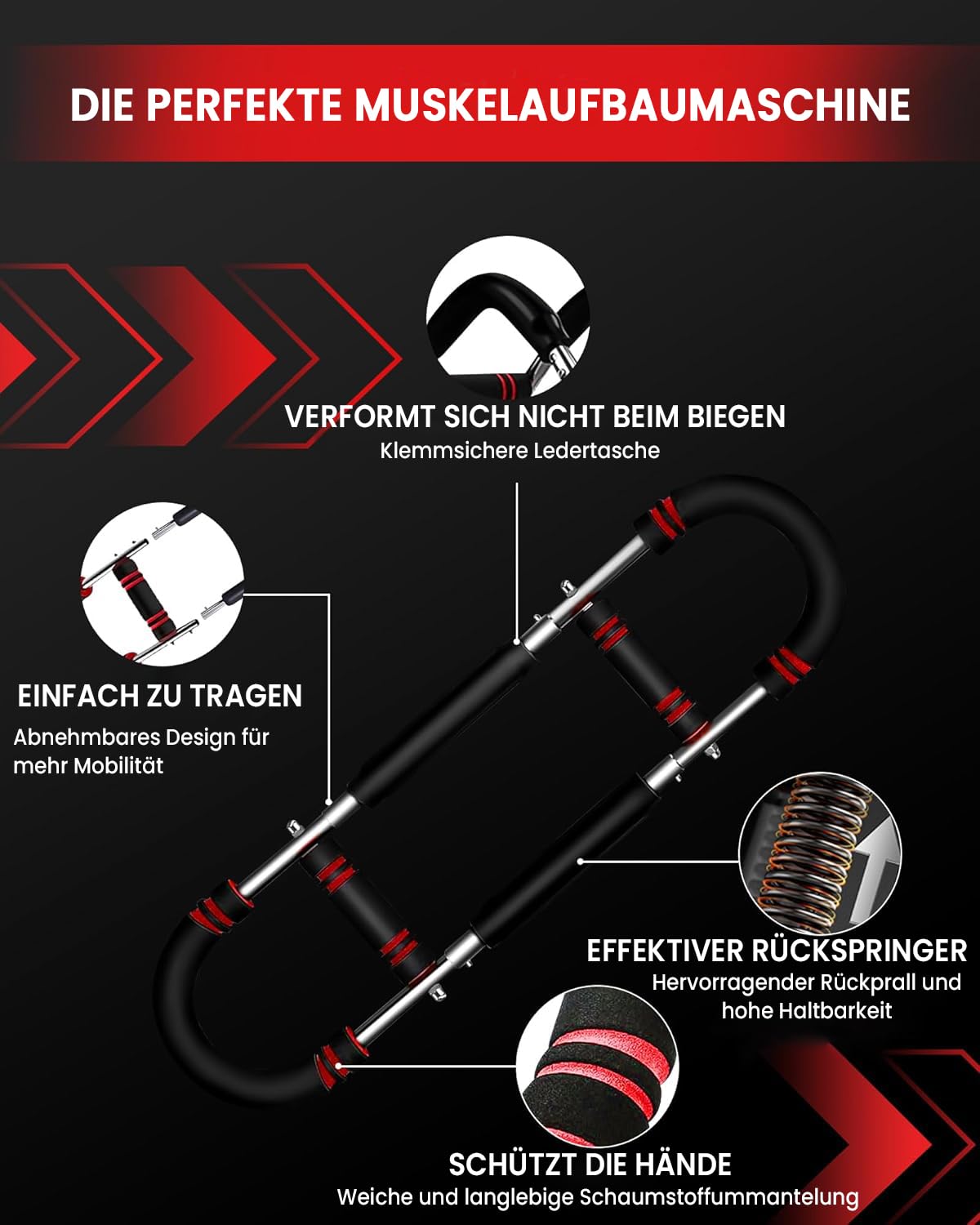 Twister Armtrainer – Verstellbares Brust Trainingsgerät (30-50 kg / 70-110 lb), Portable Power Twister Stange mit abnehmbarem Design – Fitnessübungen überall
