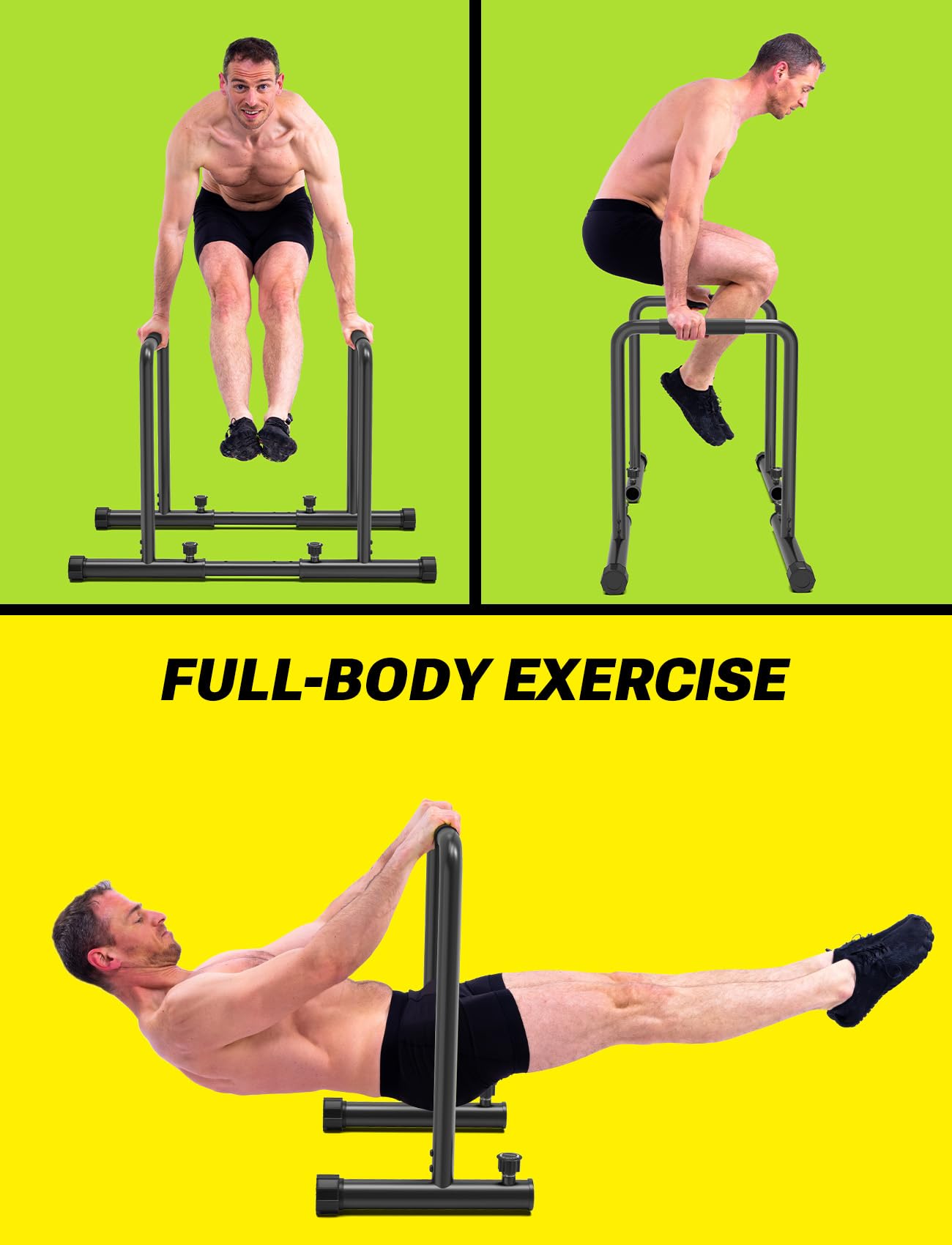 Yoleo Verstellbare Dip Barren – 500 kg Dip-Station, tragbar, funktional, Fitness-Bar mit Sicherheitsanschluss, robuster Dip-Ständer, Body-Presse, Paralleten-Übungs-Bar für Calisthenics