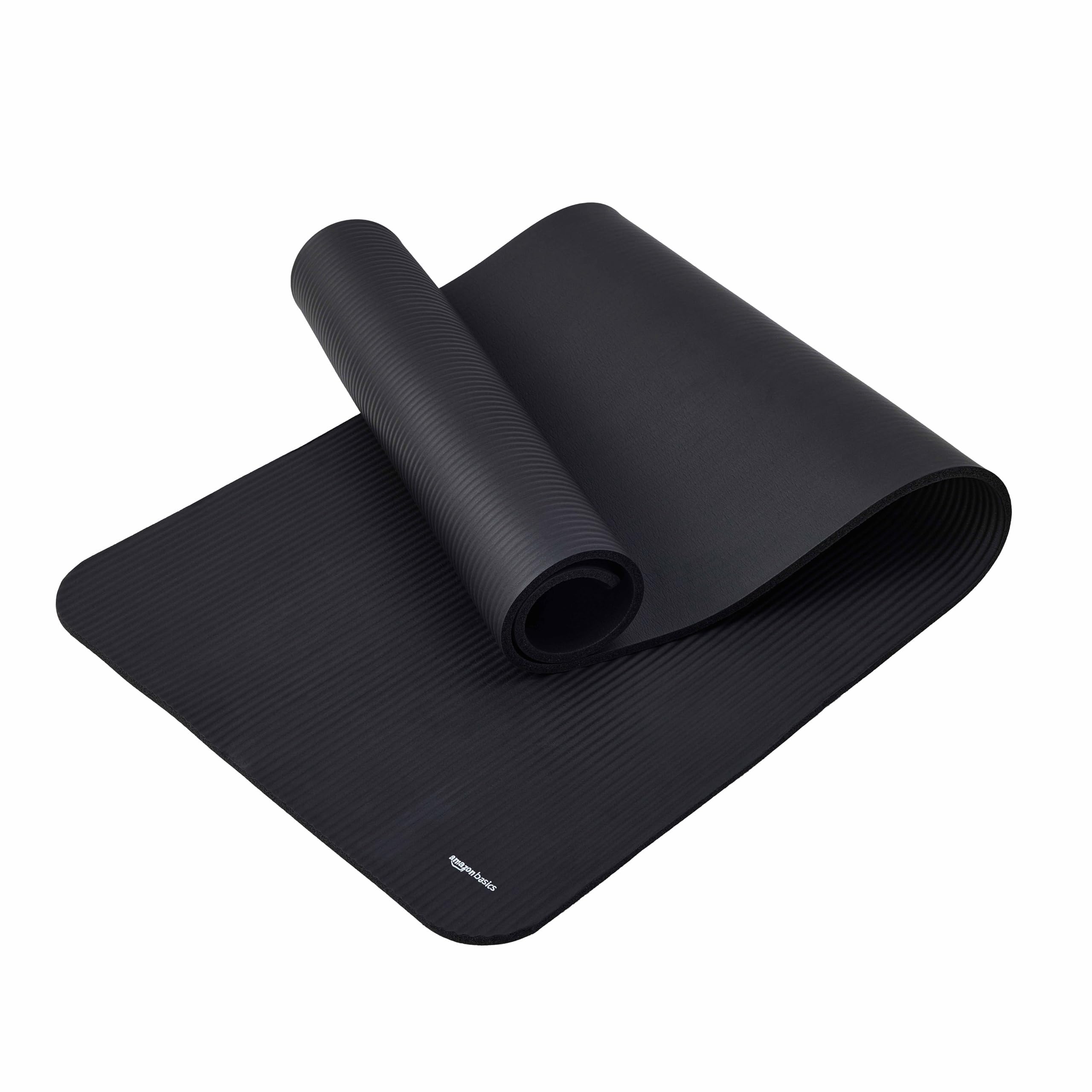 Amazon Basics Yogamatte, rutschfest, extra dick, Pilates-Gymnastikmatte, 183 x 61 x 1 cm, Schwarz