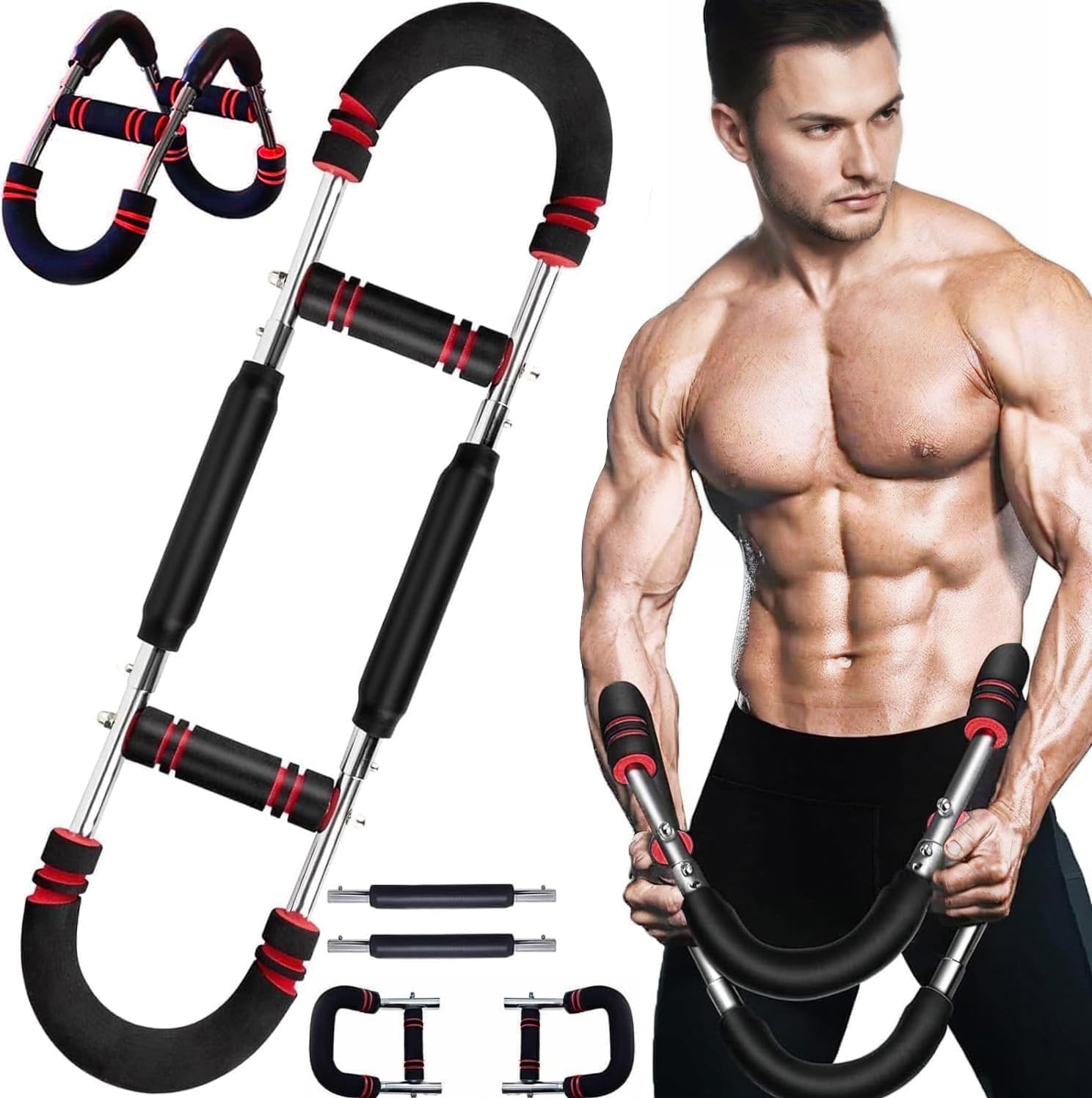 Twister Armtrainer – Verstellbares Brust Trainingsgerät (30-50 kg / 70-110 lb), Portable Power Twister Stange mit abnehmbarem Design – Fitnessübungen überall