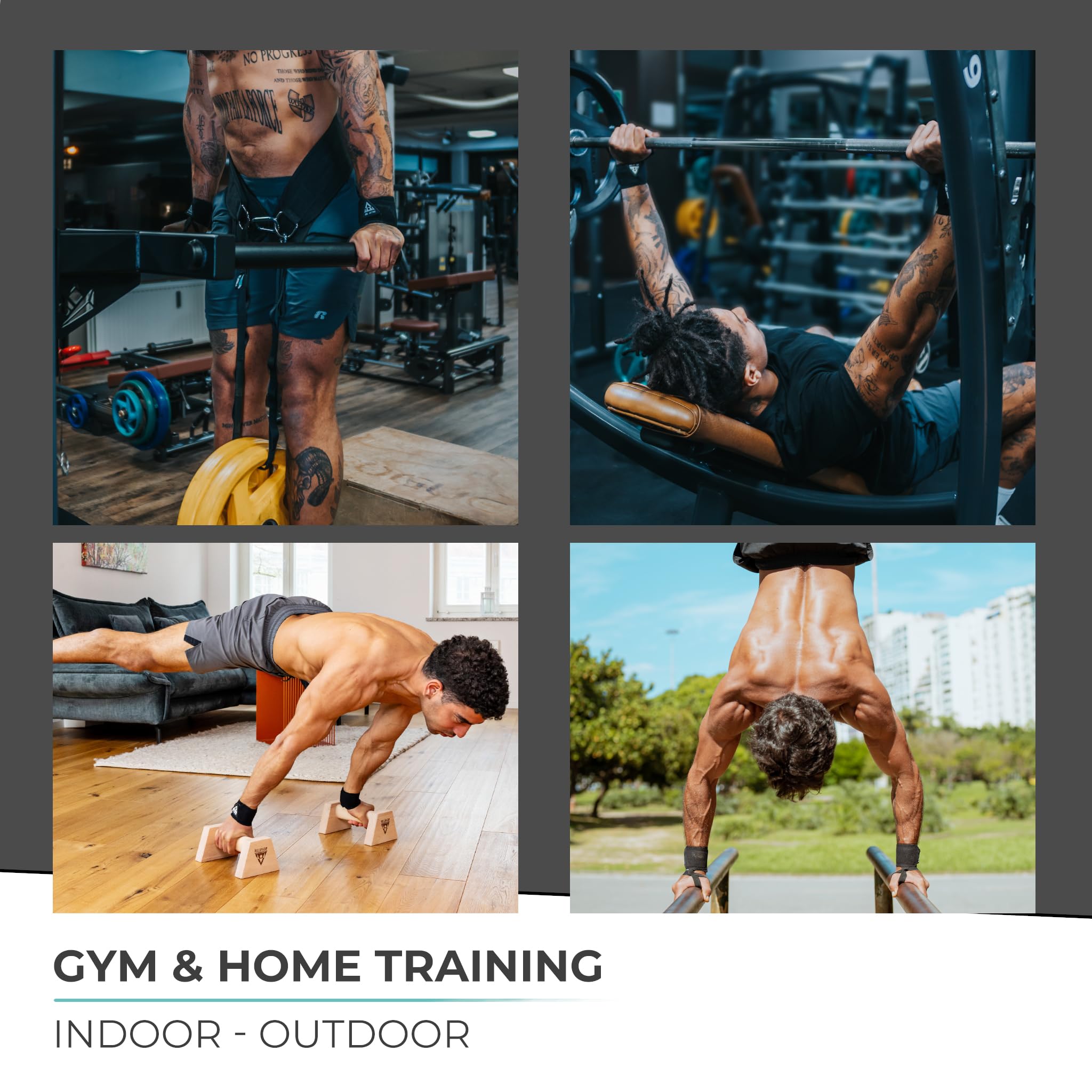 PULLUP & DIP Wrist Wraps Handgelenk Bandagen für Fitness, Calisthenics, Crossfit, Bodybuilding & Krafttraining, Profi Sportbandagen Stabilisierend & Schützend, (Pullup & Dip Branding)